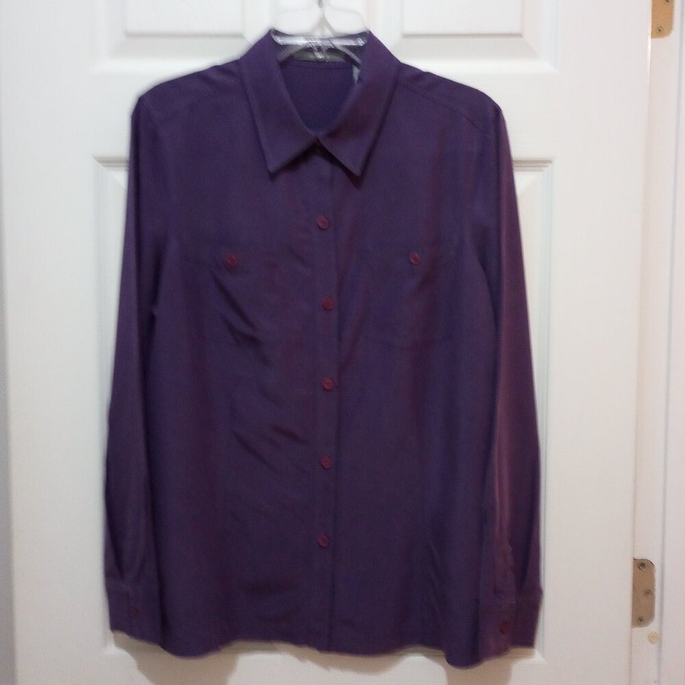 Purple Collared Blouse sz L Liz Claiborne Careerwear